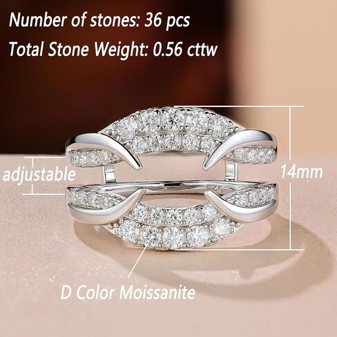 Wuziwen Vintage Moissanite Ring Enhancer for Engagement Rings Guard Wedding Bands for Women D Color VVS1 925 Sterling Silver in Saudi Arabia