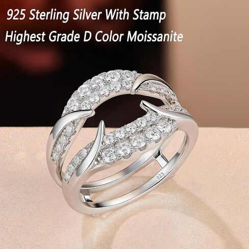 Wuziwen Vintage Moissanite Ring Enhancer for Engagement Rings Guard Wedding Bands for Women D Color VVS1 925 Sterling Silver in Saudi Arabia