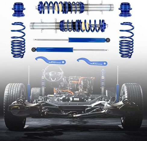 maXpeedingrods Coilovers for VW Golf MK4 FWD 1997-2007, for VW Jetta MK4 1999-2005, for VW New Beetle FWD 1998-2010, Height Adjustable Coilovers Suspension Kit Struts, Lowering Kit Blue in Kuwait
