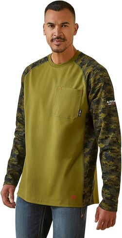 Ariat Mens Fr Stretch Camo Baseball T-Shirt in Kuwait