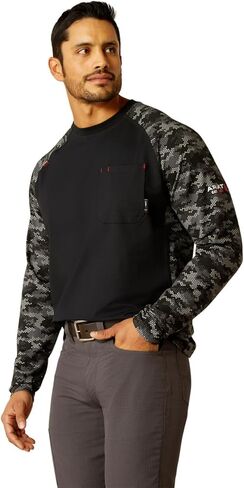Ariat Mens Fr Stretch Camo Baseball T-Shirt in Saudi Arabia