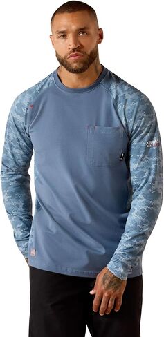 Ariat Mens Fr Stretch Camo Baseball T-Shirt in Saudi Arabia