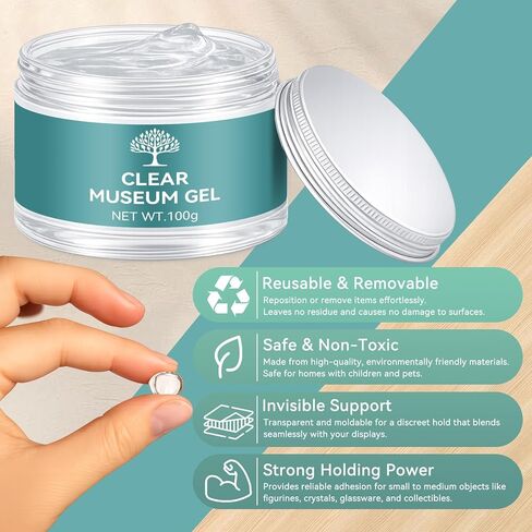 جل عرض شفاف للمتحف، معجون زلزالي قابل لإعادة الاستخدام للحفاظ على المجموعات في مكانها، شمع شفاف قابل للإزالة ولا يترك بقايا لفن الزجاج والتحف والديكور لمنع السقوط والاهتزاز (3.52 أونصة) in Kuwait