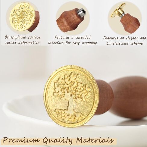 Vintage Wax Seal Stamp Set – 20-Piece Classic Seal Heads with Wooden Handle for Invitations, Letters, Gift Wrapping & More (Assorted Designs) in Saudi Arabia