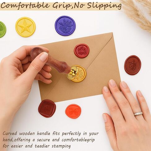 Vintage Wax Seal Stamp Set – 20-Piece Classic Seal Heads with Wooden Handle for Invitations, Letters, Gift Wrapping & More (Assorted Designs) in Saudi Arabia