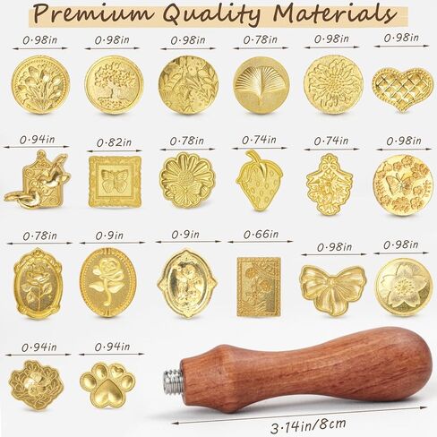 Vintage Wax Seal Stamp Set – 20-Piece Classic Seal Heads with Wooden Handle for Invitations, Letters, Gift Wrapping & More (Assorted Designs) in Saudi Arabia