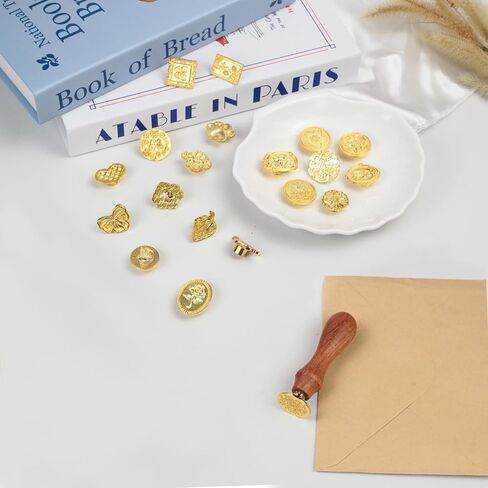Vintage Wax Seal Stamp Set – 20-Piece Classic Seal Heads with Wooden Handle for Invitations, Letters, Gift Wrapping & More (Assorted Designs) in Saudi Arabia