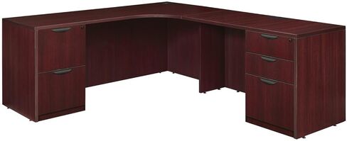 Handcrafted Haven 71" Double Full Pedestal Right Corner Credenza in Mahogany Rich Mahogany Finish Double Pedestal Credenza for Right Corner with Superior Storage Capacity in Saudi Arabia