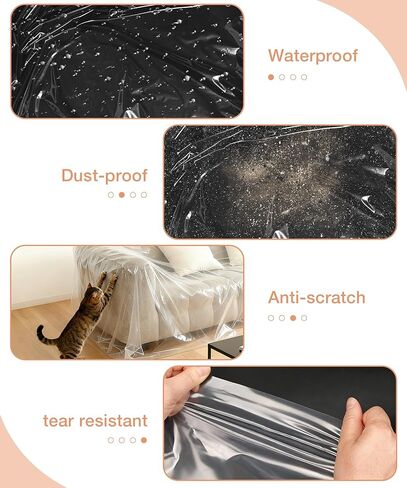 غطاء أريكة بلاستيكي مكون من قطعتين، غطاء أريكة كبير جدًا مقاوم للغبار للحركة والتخزين، أكياس نقل أثاث مقاومة للماء للأريكة المقسمة، أثاث Loveseat، مقاس 150 بوصة ارتفاع × 47 بوصة عرض، شفاف in Kuwait