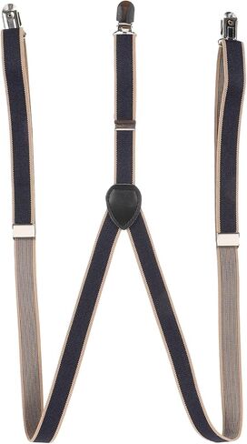 Ciieeo Mens and Womens Suspenders with Leather Clip Striped Design, Adjustable Elastic Straps for Trousers, Sturdy Y-back Belt Suitable for Casual and Formal Wear in Kuwait