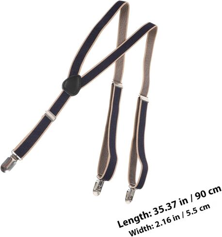 Ciieeo Mens and Womens Suspenders with Leather Clip Striped Design, Adjustable Elastic Straps for Trousers, Sturdy Y-back Belt Suitable for Casual and Formal Wear in Kuwait
