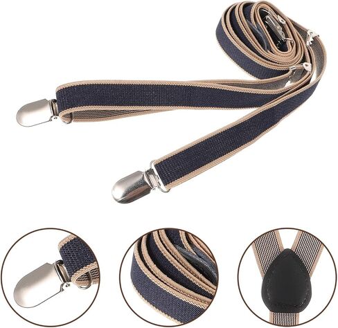 Ciieeo Mens and Womens Suspenders with Leather Clip Striped Design, Adjustable Elastic Straps for Trousers, Sturdy Y-back Belt Suitable for Casual and Formal Wear in Kuwait