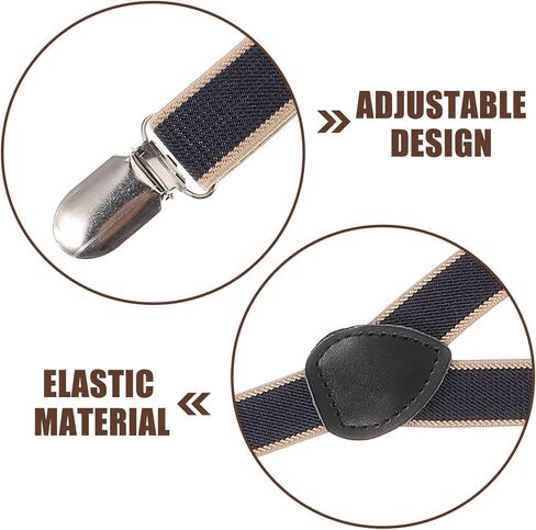Ciieeo Mens and Womens Suspenders with Leather Clip Striped Design, Adjustable Elastic Straps for Trousers, Sturdy Y-back Belt Suitable for Casual and Formal Wear in Kuwait