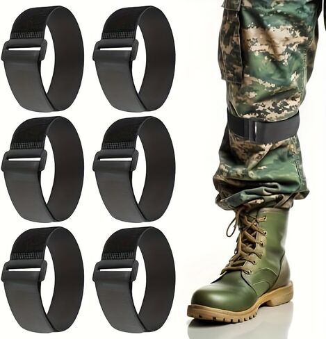 Set of 6 Adjustable Bicycle Pant Leg Straps in Black, Designed for Safety While Cycling, Climbing in Saudi Arabia