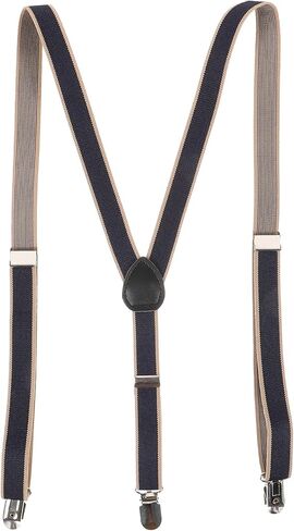 Mens Leather Strap Suspenders with 3 Clips, Adjustable Shirt Stays and Garter Belts for Men and Women, Black Striped Design, Suitable for Dress and Casual Pants in Saudi Arabia