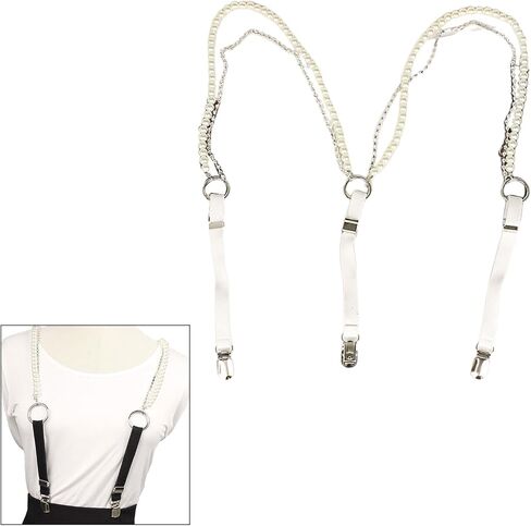 Suspenders Pearls Rhinestones Perfect for Casual Occasions Upgraded Outfit for Carnival Party Cute Suspende in Kuwait
