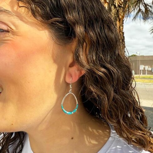 Turquoise Earrings 925 Sterling Silver & Genuine Turquoise (Turquoise) in Saudi Arabia