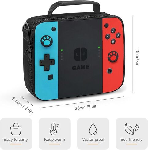 Insulated Lunch Box for Boys Girls, Game Lunch Bag for School Work Office Travel Picnic Hiking Beach, Reusable Portable Lunchbox with Adjustable Strap in Saudi Arabia