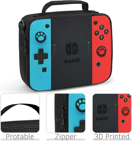 Insulated Lunch Box for Boys Girls, Game Lunch Bag for School Work Office Travel Picnic Hiking Beach, Reusable Portable Lunchbox with Adjustable Strap in Saudi Arabia