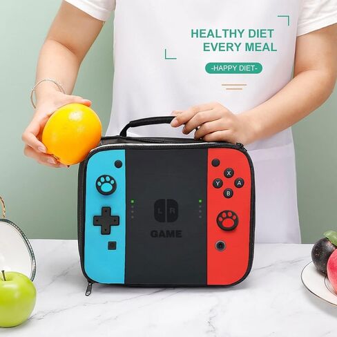 Insulated Lunch Box for Boys Girls, Game Lunch Bag for School Work Office Travel Picnic Hiking Beach, Reusable Portable Lunchbox with Adjustable Strap in Saudi Arabia