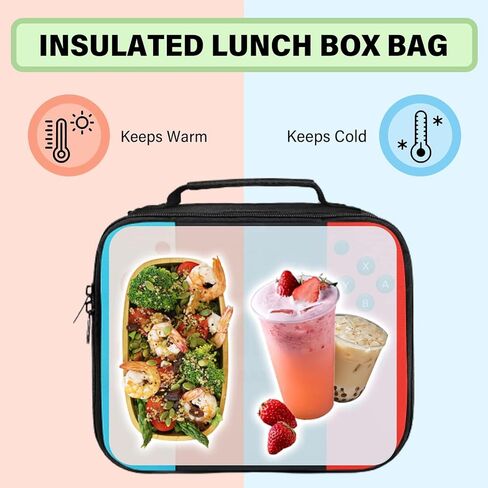 Insulated Lunch Box for Boys Girls, Game Lunch Bag for School Work Office Travel Picnic Hiking Beach, Reusable Portable Lunchbox with Adjustable Strap in Saudi Arabia