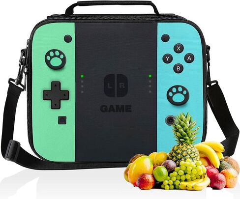 Insulated Lunch Box for Boys Girls, Game Lunch Bag for School Work Office Travel Picnic Hiking Beach, Reusable Portable Lunchbox with Adjustable Strap in Saudi Arabia