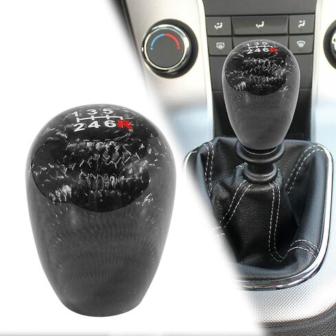 6 Speed Carbon Fiber Shift Knob for Manual Tranmission, Oval Stick Shifter Level with 3 Aluminum Adapters (M8x1.25, M10x1.25, M10x1.5) Black in Saudi Arabia