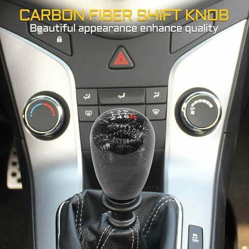 6 Speed Carbon Fiber Shift Knob for Manual Tranmission, Oval Stick Shifter Level with 3 Aluminum Adapters (M8x1.25, M10x1.25, M10x1.5) Black in Saudi Arabia