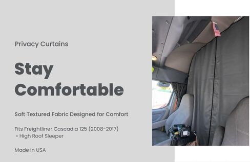 Sleeper Cab Privacy Curtains for Freightliner Cascadia (2008-2017) High Roof Sleeper Interior Fabric- (Graphite) in Saudi Arabia