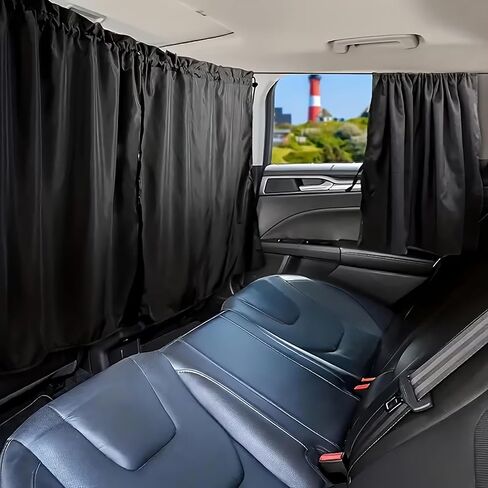 Car Privacy Curtain Set, Oxford Polyester with Divider & Side Drapes, Storage Pockets for Rear Seat Privacy, Fits Most SUVs and Sedans, Sunshade for Baby, Camping, and Car Travel in Saudi Arabia