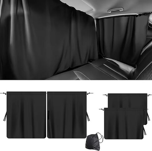 Car Privacy Curtain Set, Oxford Polyester with Divider & Side Drapes, Storage Pockets for Rear Seat Privacy, Fits Most SUVs and Sedans, Sunshade for Baby, Camping, and Car Travel in Saudi Arabia