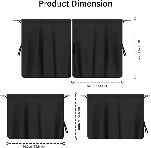 Car Privacy Curtain Set, Oxford Polyester with Divider & Side Drapes, Storage Pockets for Rear Seat Privacy, Fits Most SUVs and Sedans, Sunshade for Baby, Camping, and Car Travel in Saudi Arabia