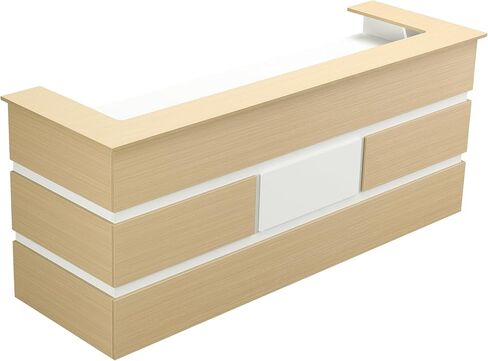 Mares 87" Wood Office Reception Desk Counter & Drawers w/Telescopic Rails & Chrome Handles | Cable Grommet Holes | Option to Add Logo | Front Table Furniture Nail Hair Beauty Salon Spa Restaurant in Saudi Arabia