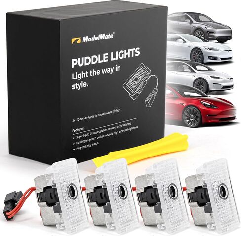 Tesla Logo Puddle Lights for Car Door (4 Pack) HD LED Puddle Lights compatable with Model Y 3 S X, Premium Tesla Door Logo Projection Lights, Easy Installation Car Accessories in Saudi Arabia