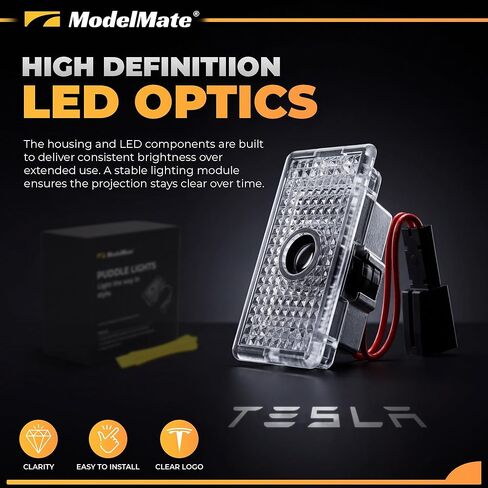 Tesla Logo Puddle Lights for Car Door (4 Pack) HD LED Puddle Lights compatable with Model Y 3 S X, Premium Tesla Door Logo Projection Lights, Easy Installation Car Accessories in Saudi Arabia