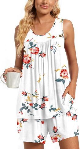 TAOHUADAO 2 Piece Women's Sleeveless Pajama Sets, Lounge Sleepwear Ladies Pjs Sets with Pockets in Saudi Arabia