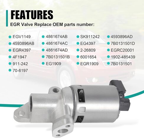 EGV1149 EGR Valve Compatible with Chrysler Town Country 2008-2018,Pacifica 2007 08,Compatible with Dodge Grand Caravan 08-10 Compatible with Jeep Wrangler 07-11 Compatible with VW Routan 09 10 EGR4397 in Saudi Arabia
