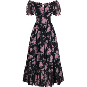 Scarlet Darkness Floral Corset Dress Women 2026 Summer Cottagecore Flowy Dresses in Saudi Arabia