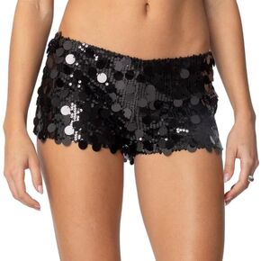 شورت صغير مزين بالترتر للنساء مثير سباركلي منخفض الارتفاع ضيق الهذيان السراويل Y2k بريق ديسكو نادي الخروج قيعان in Kuwait