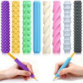 8-Pack Sensory Fidget Pencil Grips for Kids & Adults with ADHD, Autism & Arthritis – Textured Quiet Fidget Toys for Focus, Anxiety Relief & Handwriting Support at Classroom, Home or Work in Saudi Arabia