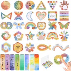 108 قطعة من الملصقات الحسية - 2 ملصقين هادئين بسطح مزخرف مع صندوق تخزين - شرائط تململ للبالغين، وADHD - ملصقات ذهنية لتخفيف القلق لمكتب المكتب in Kuwait