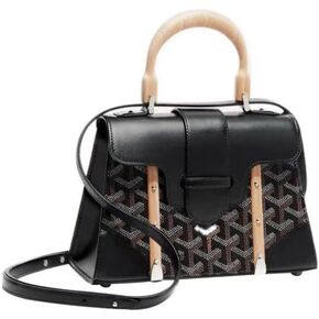 Luxury Full-Grain Leather Tote for Women - Elegant Wooden Handle Satchel, Crossbody Bags Gift For Women in Saudi Arabia