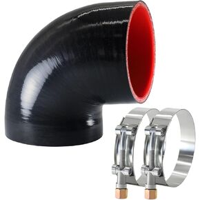 90 Degree Elbow ID4"(102mm) Silicone Hose Coupler, Reinforced 4-layer Wall 5mm with 2PCS T-bolt Clamps for Cold Air Intake, Turbo, Intercooler, 4"leg Length(102mm) Automotive Radiator Hose in Saudi Arabia