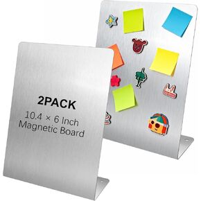 2 Pcs Magnetic Bulletin Board with Stand Metal Tabletop Memo Board Magnet Menu Easel Board Stainless Steel Display Stand for Office Home Kitchen School 10.4 x 6 in in Kuwait