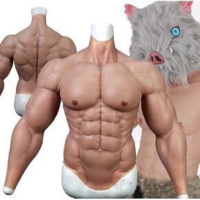 Silicone Muscle Suit Realistic Silicone Male Chest Half Body Muscle Suit Fake Muscle Shirt for Cosplay Makeup Halloween Props Male Shaper Stronger,Natural in Saudi Arabia