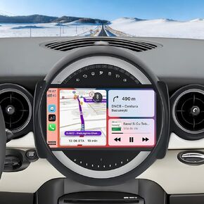 Car Stereo for BMW Mini Cooper R56 2007-2014, 9 Inch HD Touchscreen 2G+32G Android 13 Double Din Car Audio Receiver w/Wireless Carplay and Android Auto GPS Navi Bluetooth WiFi FM SWC Backup Camera Mic in Kuwait