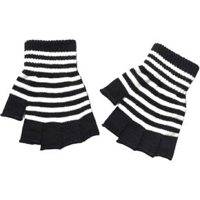 Knitted Gloves Winter Half Finger Mittens Stretchy Color Matching Gloves for Teens Christmas Presents Cyclin in Kuwait