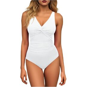 Womens Solid One Piece Swimsuit Sexy Backless Slim Fit with Removable Padded Bra Straps Tummy Control Swimwear in Kuwait