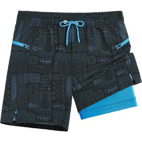 APTRO 2 in 1 Mens Swim Trunks 7" Mens Bathing Suit Board Shorts with Zipper Pockets Quick Dry Swim Shorts in Saudi Arabia
