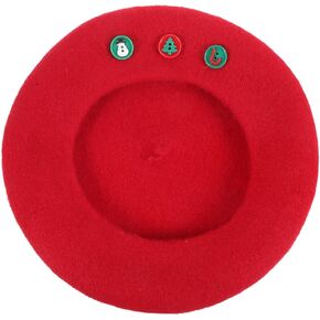 NOLITOY Christmas Beret Hat for Women Warm Wool Blend Beret Cap Red Artistic Style Decorative Party Hat with Random Christmas Button in Kuwait